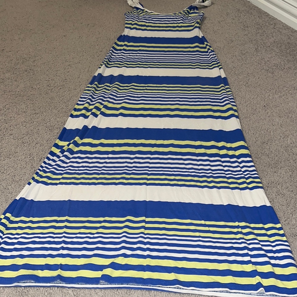 Blue, white and yellow maxi sundress